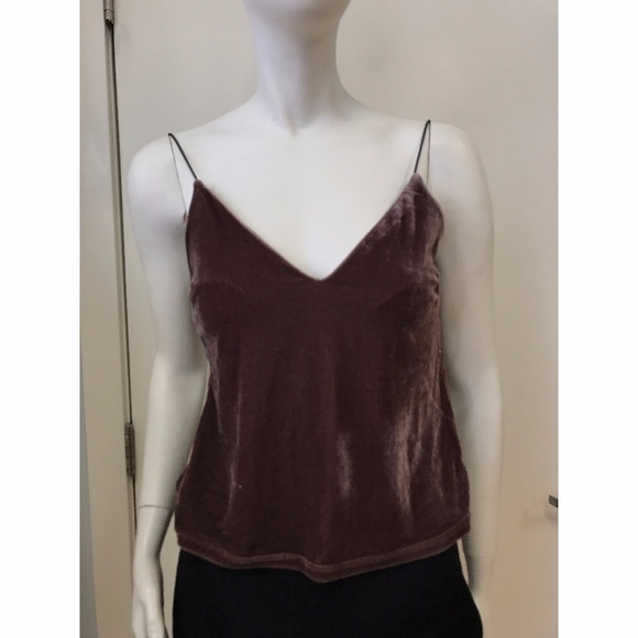 "NUDE" Mauve Velvet Blouse w/ Black Stretchy Strap - Picture 1 of 5